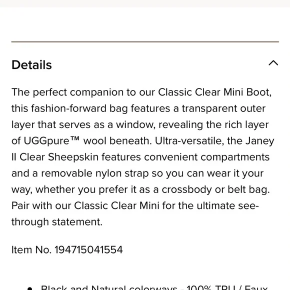 UGG Janey II Clear Convertible Crossbody/Fanny Pack Bag - Picture 3 of 11